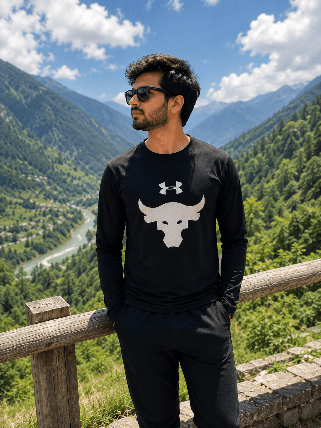 Under Armour Project Rock Black Full Sleeve Cotton T-Shirt